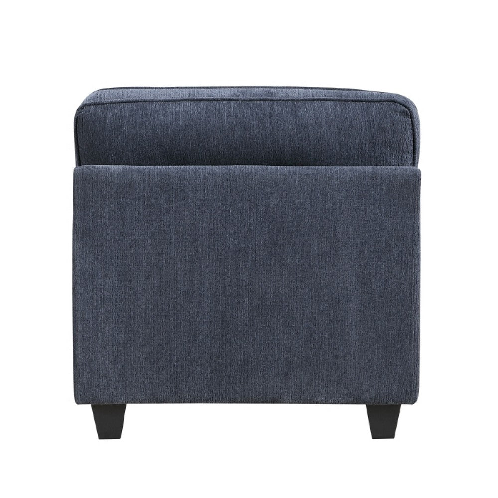 Beny Accent Chair w Pillow | Track Arms | Foam Fill Blue Chenille | Black