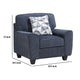 Beny Accent Chair w Pillow | Track Arms | Foam Fill Blue Chenille | Black