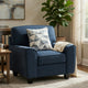 Beny Accent Chair w Pillow | Track Arms | Foam Fill Blue Chenille | Black
