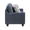 Beny Loveseat w 2 Pillows | Track Arms | Foam Fill Blue Chenille | Black