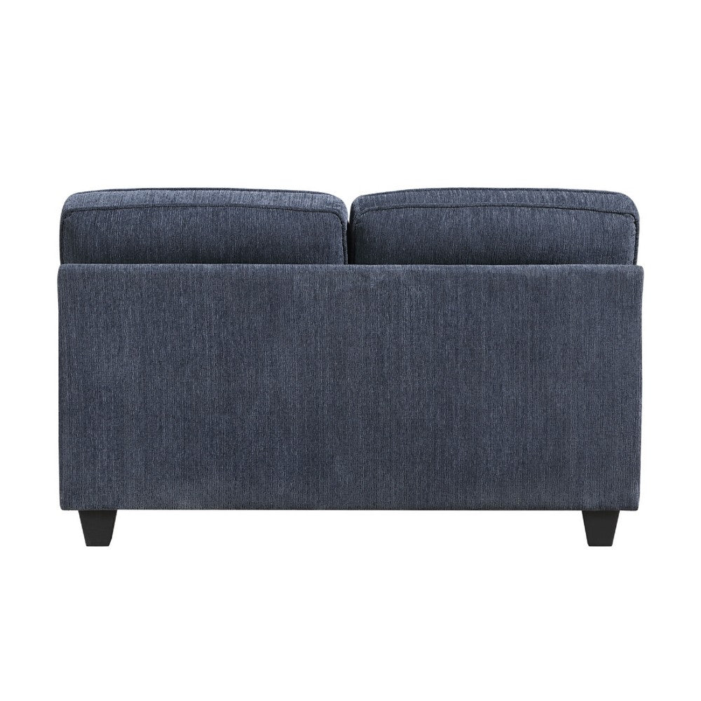 Beny Loveseat w 2 Pillows | Track Arms | Foam Fill Blue Chenille | Black