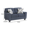 Beny Loveseat w 2 Pillows | Track Arms | Foam Fill Blue Chenille | Black