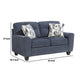 Beny Loveseat w 2 Pillows | Track Arms | Foam Fill Blue Chenille | Black