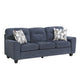 Beny 3 Seater Sofa | 2 Pillows | Track Arms | Foam Fill Blue Chenille | Black