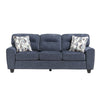 Beny 3 Seater Sofa | 2 Pillows | Track Arms | Foam Fill Blue Chenille | Black