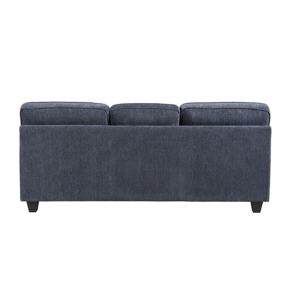 Beny 3 Seater Sofa | 2 Pillows | Track Arms | Foam Fill Blue Chenille | Black