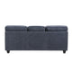 Beny 3 Seater Sofa | 2 Pillows | Track Arms | Foam Fill Blue Chenille | Black