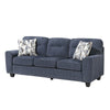 Beny 3 Seater Sofa | 2 Pillows | Track Arms | Foam Fill Blue Chenille | Black