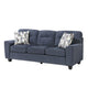 Beny 3 Seater Sofa | 2 Pillows | Track Arms | Foam Fill Blue Chenille | Black