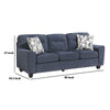 Beny 3 Seater Sofa | 2 Pillows | Track Arms | Foam Fill Blue Chenille | Black