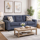 Beny 3 Seater Sofa | 2 Pillows | Track Arms | Foam Fill Blue Chenille | Black