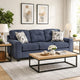 Beny 3 Seater Sofa | 2 Pillows | Track Arms | Foam Fill Blue Chenille | Black