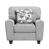 Beny Accent Chair w Pillow | Track Arms | Foam Fill Gray Chenille | Black