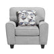 Beny Accent Chair w Pillow | Track Arms | Foam Fill Gray Chenille | Black
