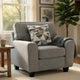 Beny Accent Chair w Pillow | Track Arms | Foam Fill Gray Chenille | Black