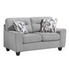 Beny Loveseat w 2 Pillows | Track Arms | Foam Fill Gray Chenille | Black