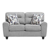 Beny Loveseat w 2 Pillows | Track Arms | Foam Fill Gray Chenille | Black
