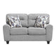 Beny Loveseat w 2 Pillows | Track Arms | Foam Fill Gray Chenille | Black