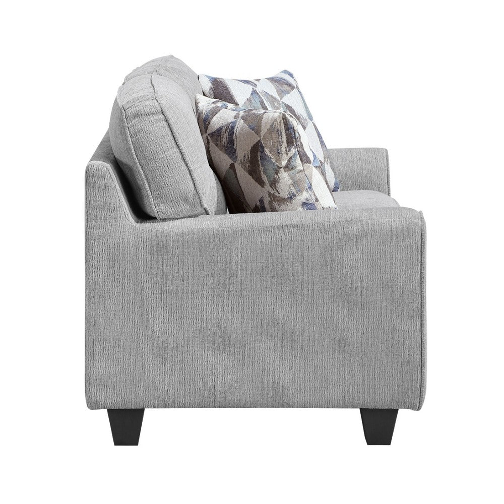 Beny Loveseat w 2 Pillows | Track Arms | Foam Fill Gray Chenille | Black