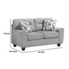 Beny Loveseat w 2 Pillows | Track Arms | Foam Fill Gray Chenille | Black