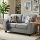 Beny Loveseat w 2 Pillows | Track Arms | Foam Fill Gray Chenille | Black
