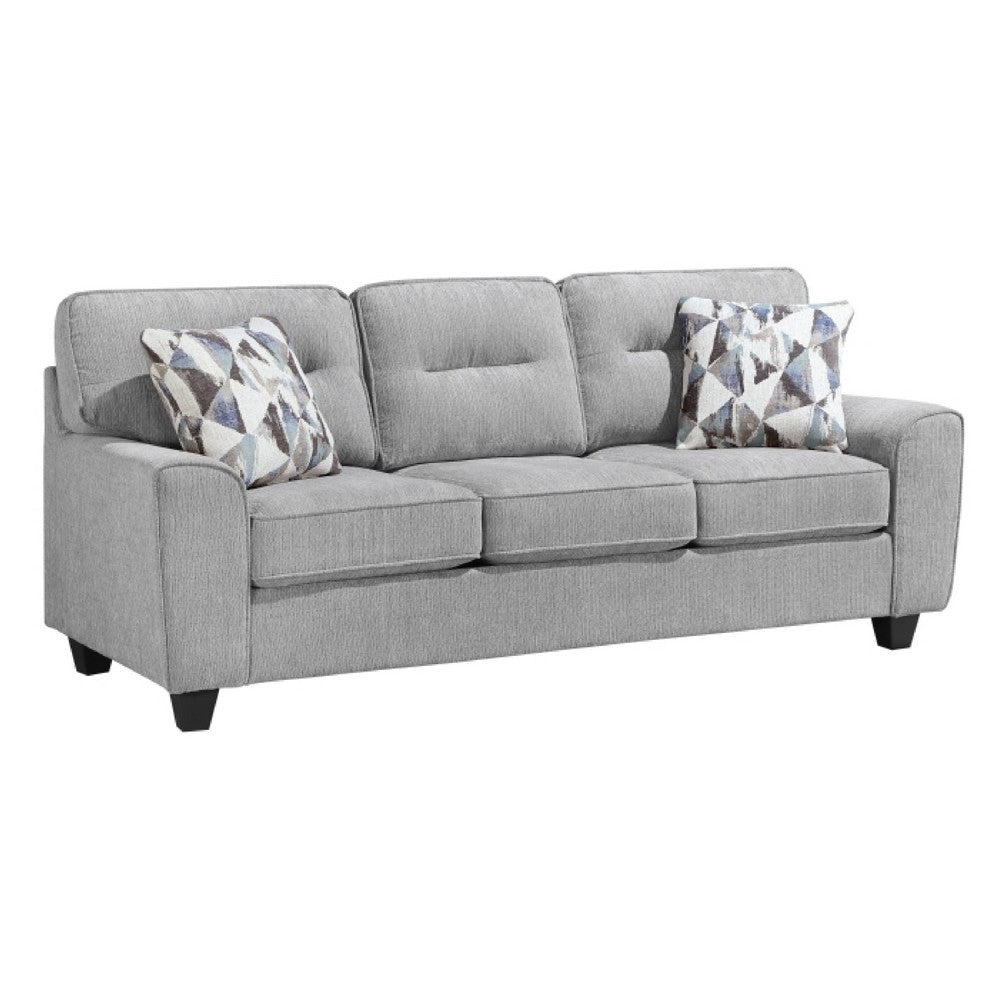 Beny 3 Seater Sofa | 2 Pillows | Track Arms | Foam Fill Gray Chenille | Black