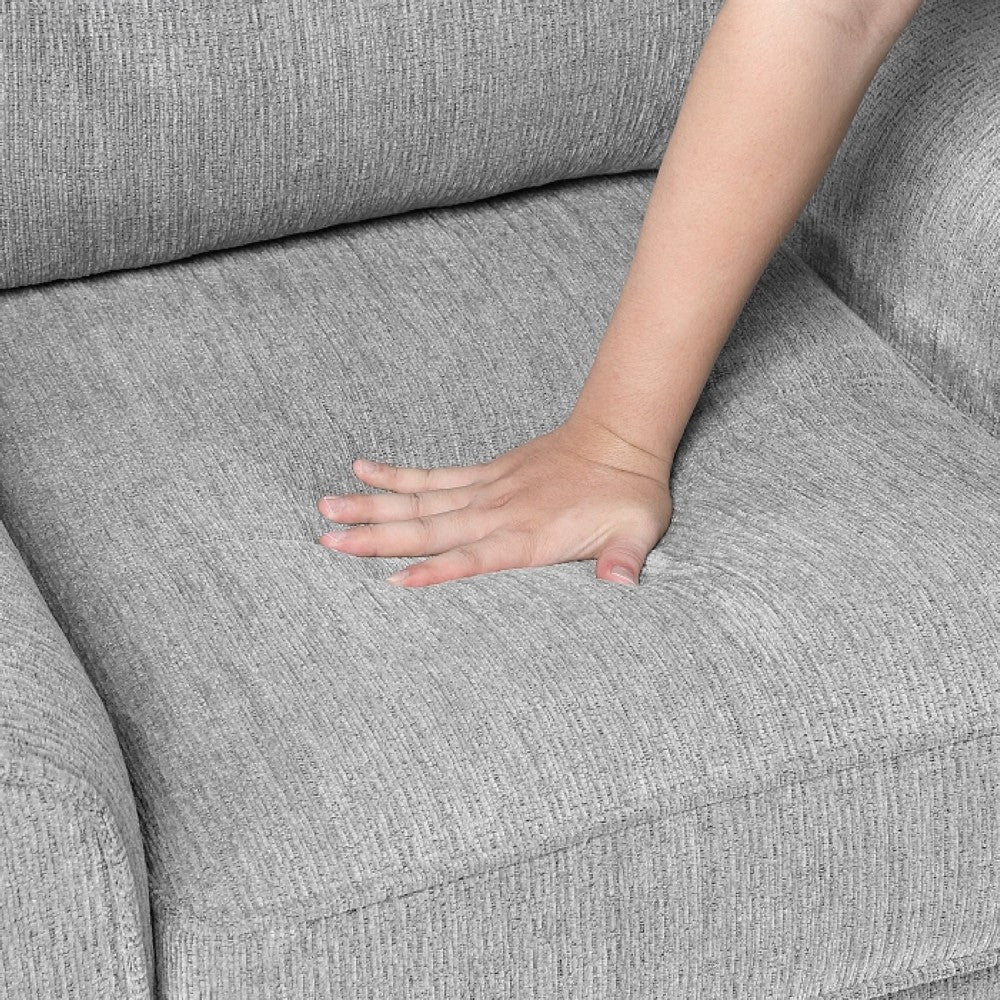 Beny 3 Seater Sofa | 2 Pillows | Track Arms | Foam Fill Gray Chenille | Black