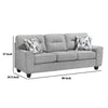 Beny 3 Seater Sofa | 2 Pillows | Track Arms | Foam Fill Gray Chenille | Black