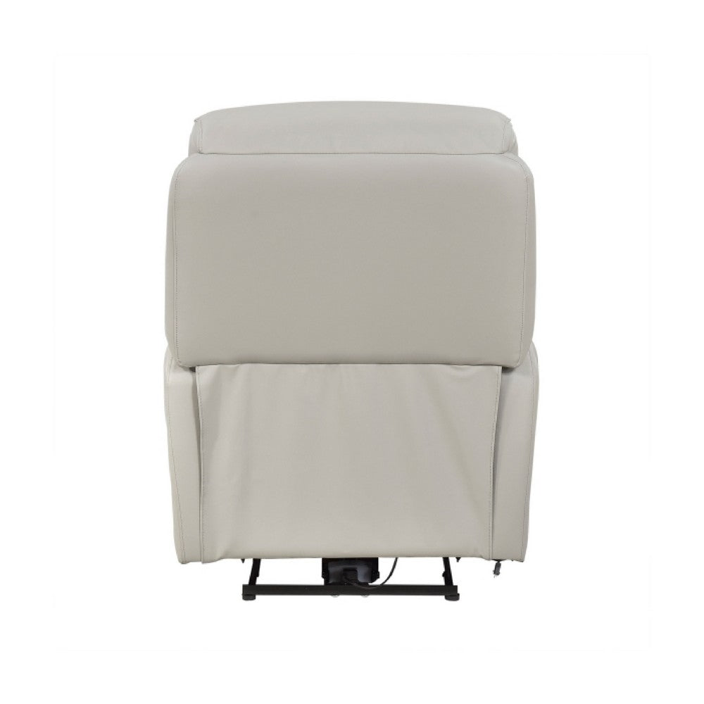 Lea Power Recliner Chair w USB | Foam Fill Light Gray Top Grain Leather