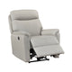 Lea Power Recliner Chair w USB | Foam Fill Light Gray Top Grain Leather