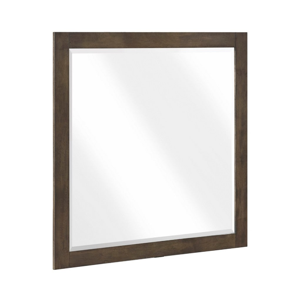 Ema Vanity Dresser Mirror | Rustic Dark WaLnut Brown Frame | 40 x 40