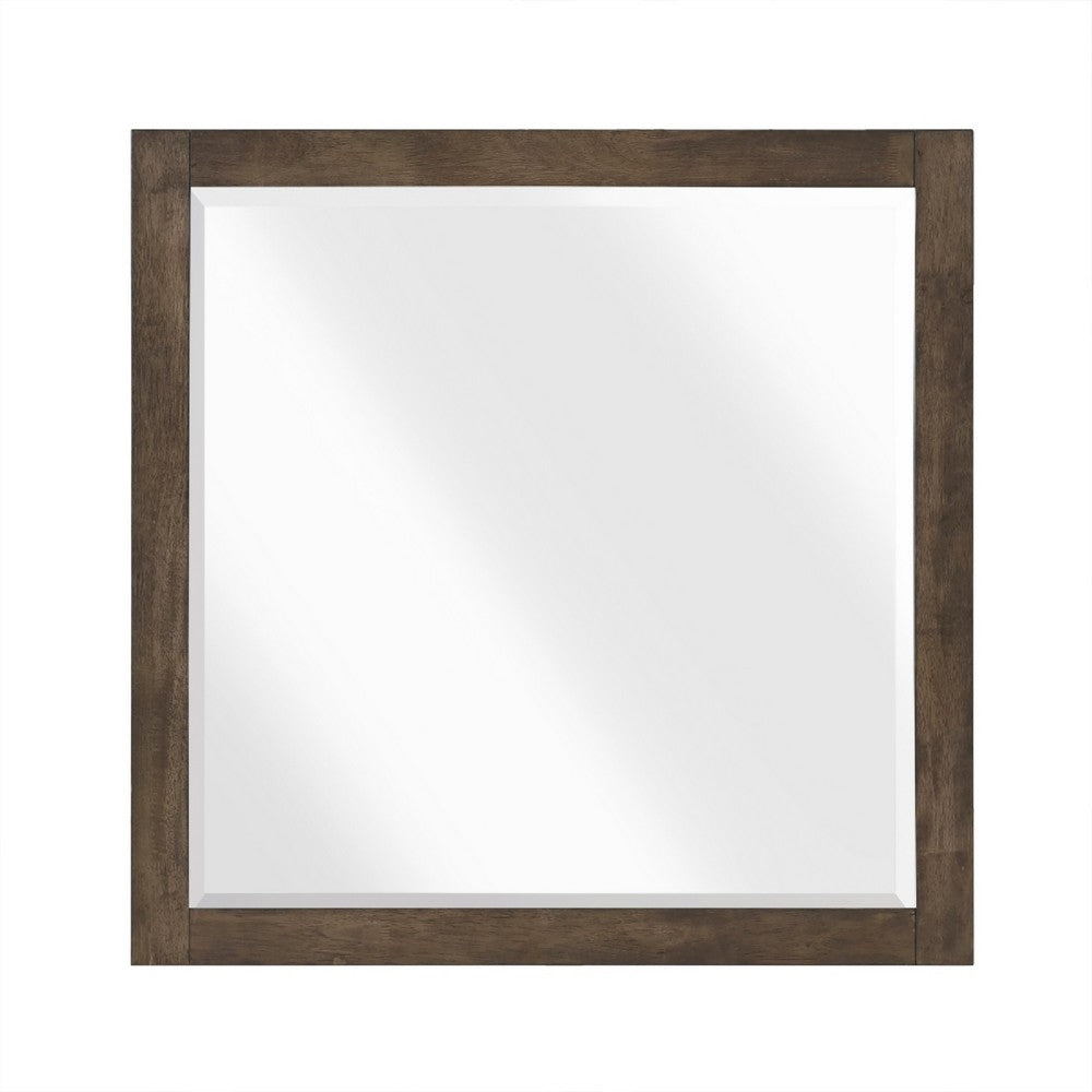 Ema Vanity Dresser Mirror | Rustic Dark WaLnut Brown Frame | 40 x 40