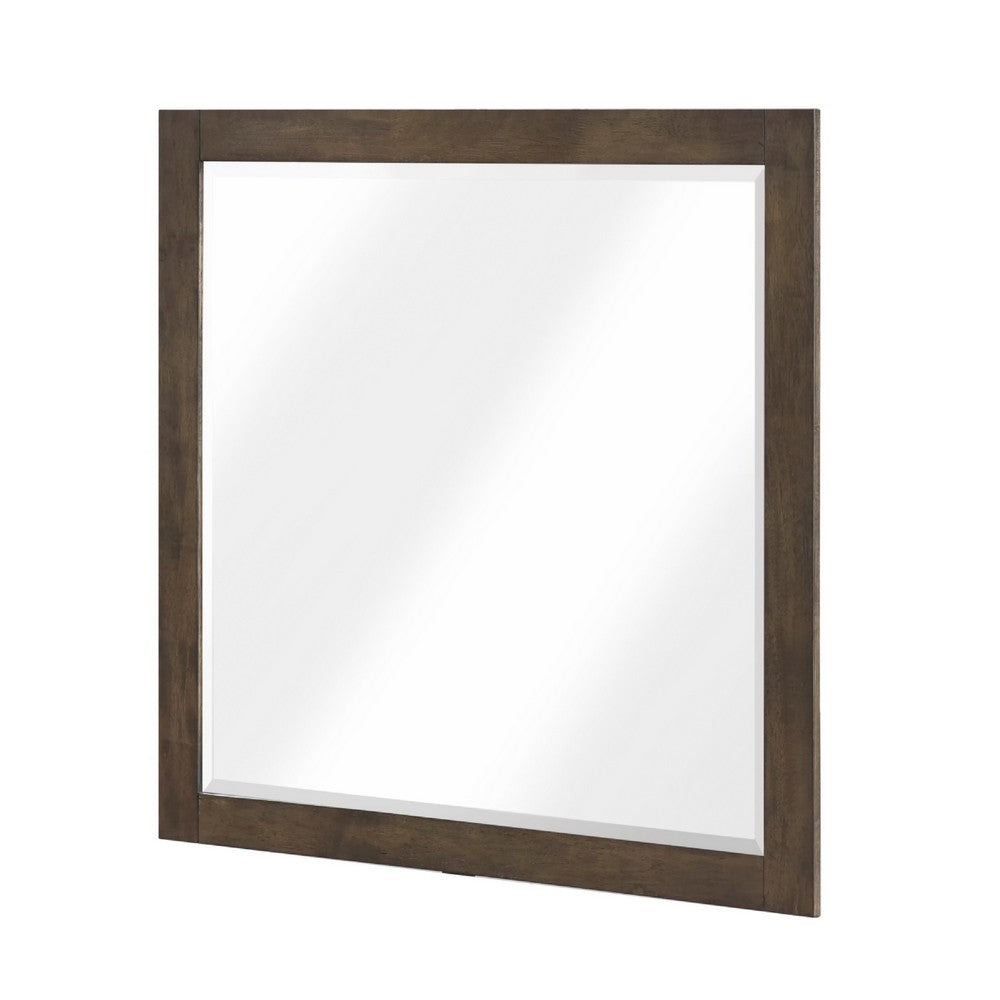 Ema Vanity Dresser Mirror | Rustic Dark WaLnut Brown Frame | 40 x 40