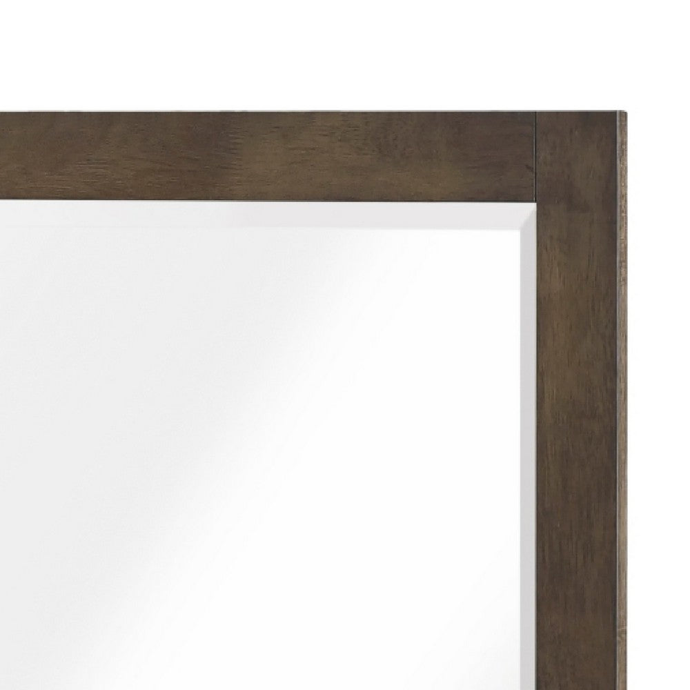 Ema Vanity Dresser Mirror | Rustic Dark WaLnut Brown Frame | 40 x 40