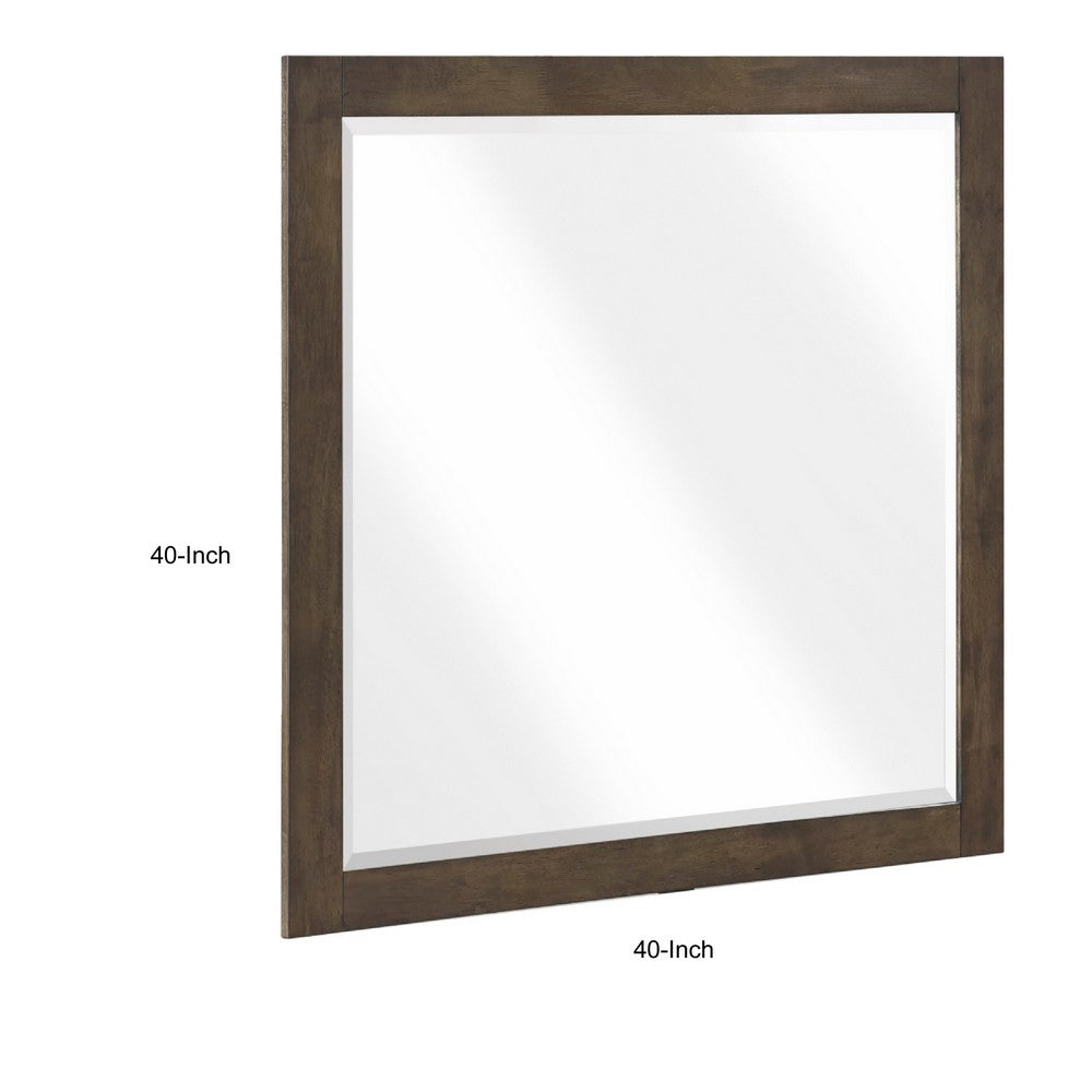 Ema Vanity Dresser Mirror | Rustic Dark WaLnut Brown Frame | 40 x 40