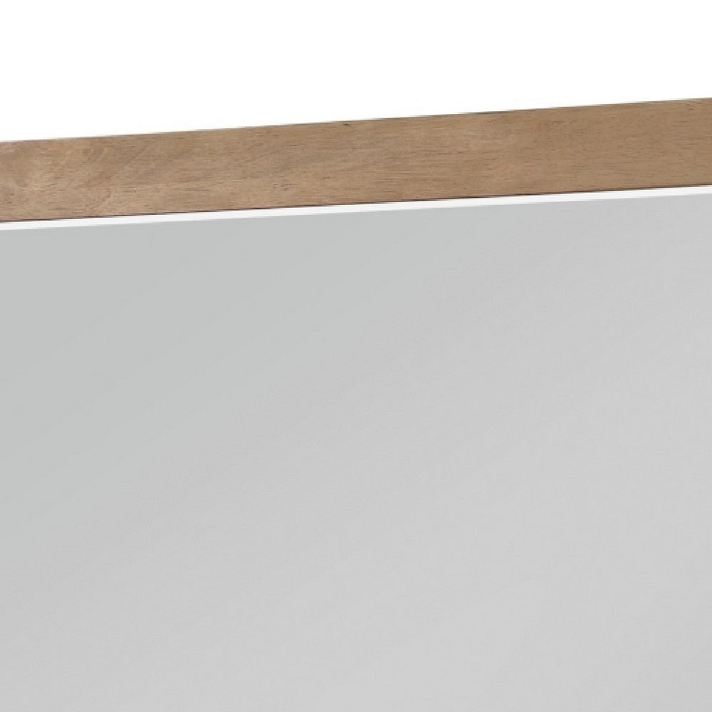Cery Vanity Dresser Mirror | Light Brown Hickory Veneer Frame | 38 x 48