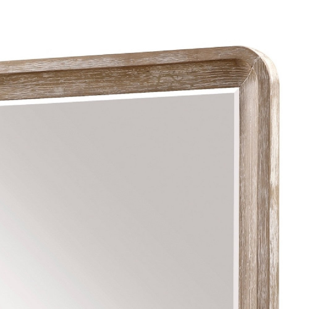 Wily Vanity Dresser Mirror | Natural Brown Oak Veneer Frame | 37 x 42