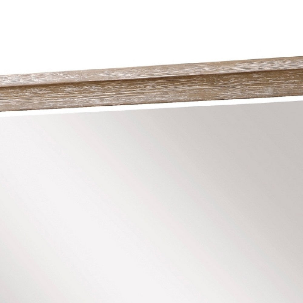 Wily Vanity Dresser Mirror | Natural Brown Oak Veneer Frame | 37 x 42