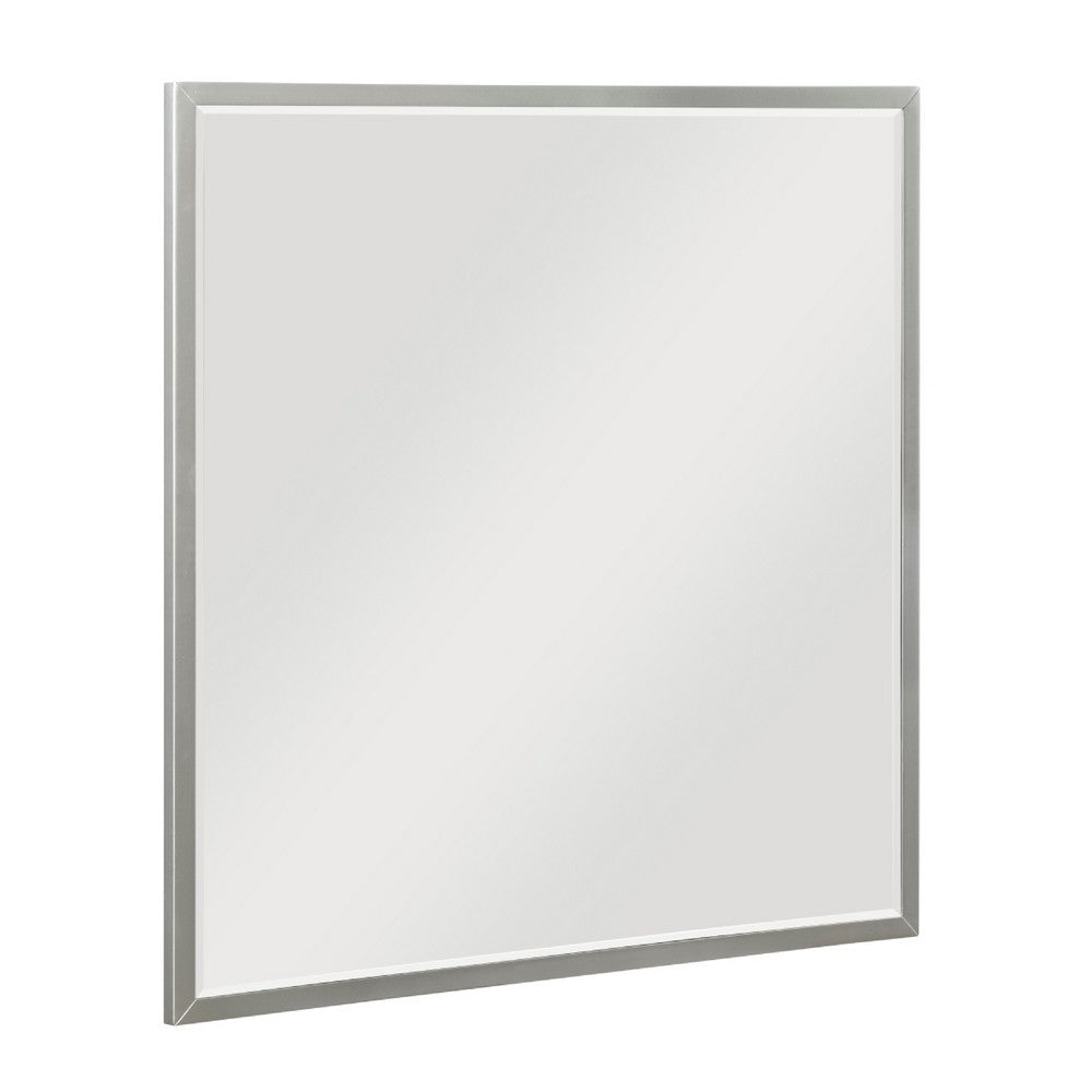 Lon Vanity Dresser Mirror with Beveled Edge | Pearl White  38 x 38