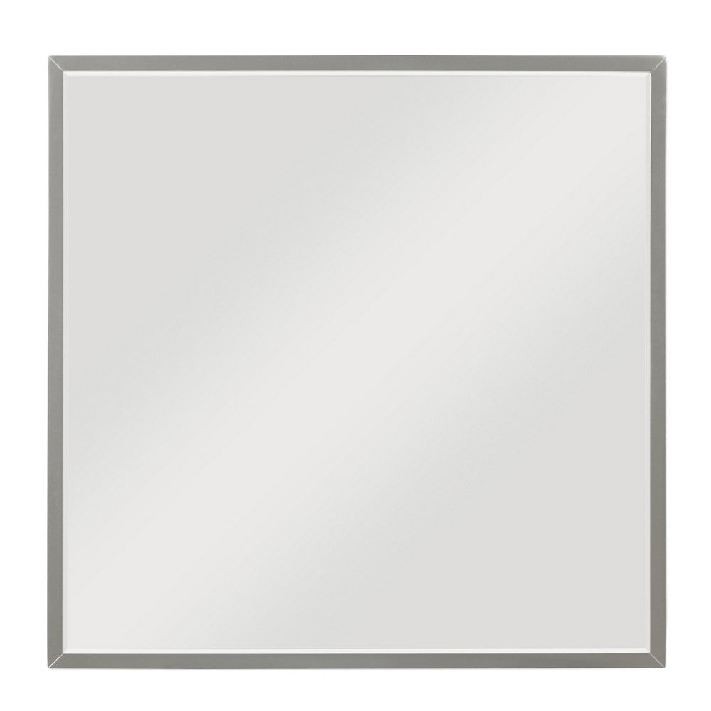 Lon Vanity Dresser Mirror with Beveled Edge | Pearl White  38 x 38