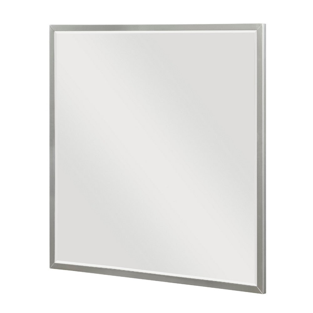 Lon Vanity Dresser Mirror with Beveled Edge | Pearl White  38 x 38