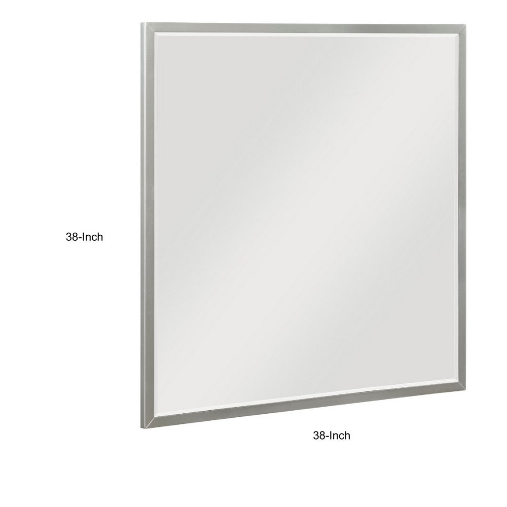 Lon Vanity Dresser Mirror with Beveled Edge | Pearl White  38 x 38
