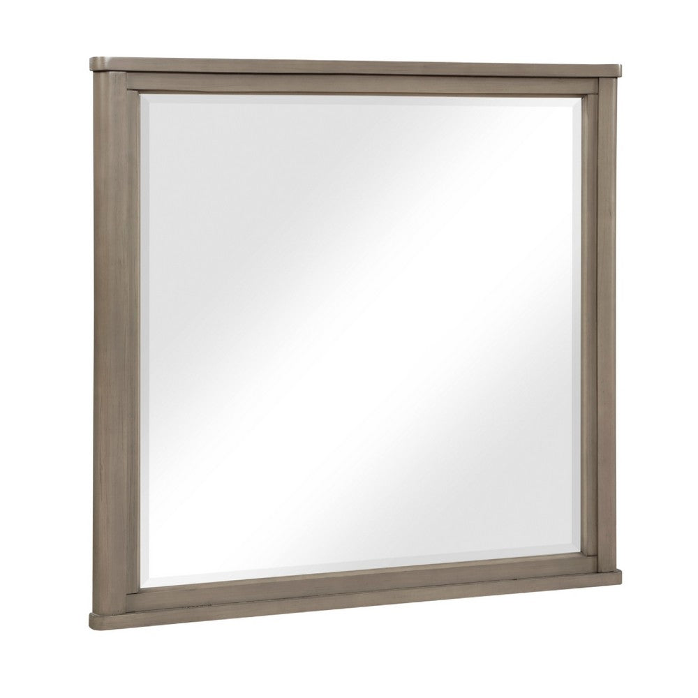 Dely Vanity Dresser Mirror | Light Gray Oak Veneer Frame | 40 x 41