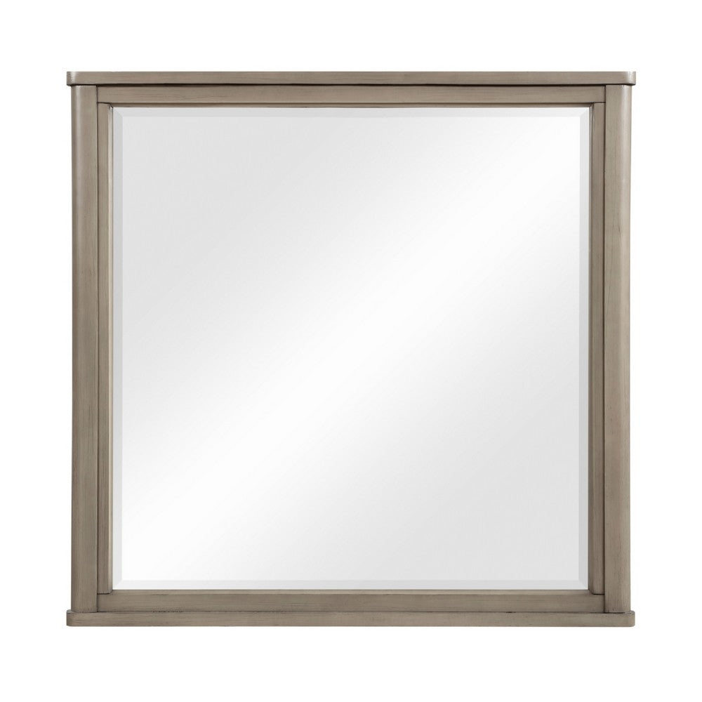 Dely Vanity Dresser Mirror | Light Gray Oak Veneer Frame | 40 x 41