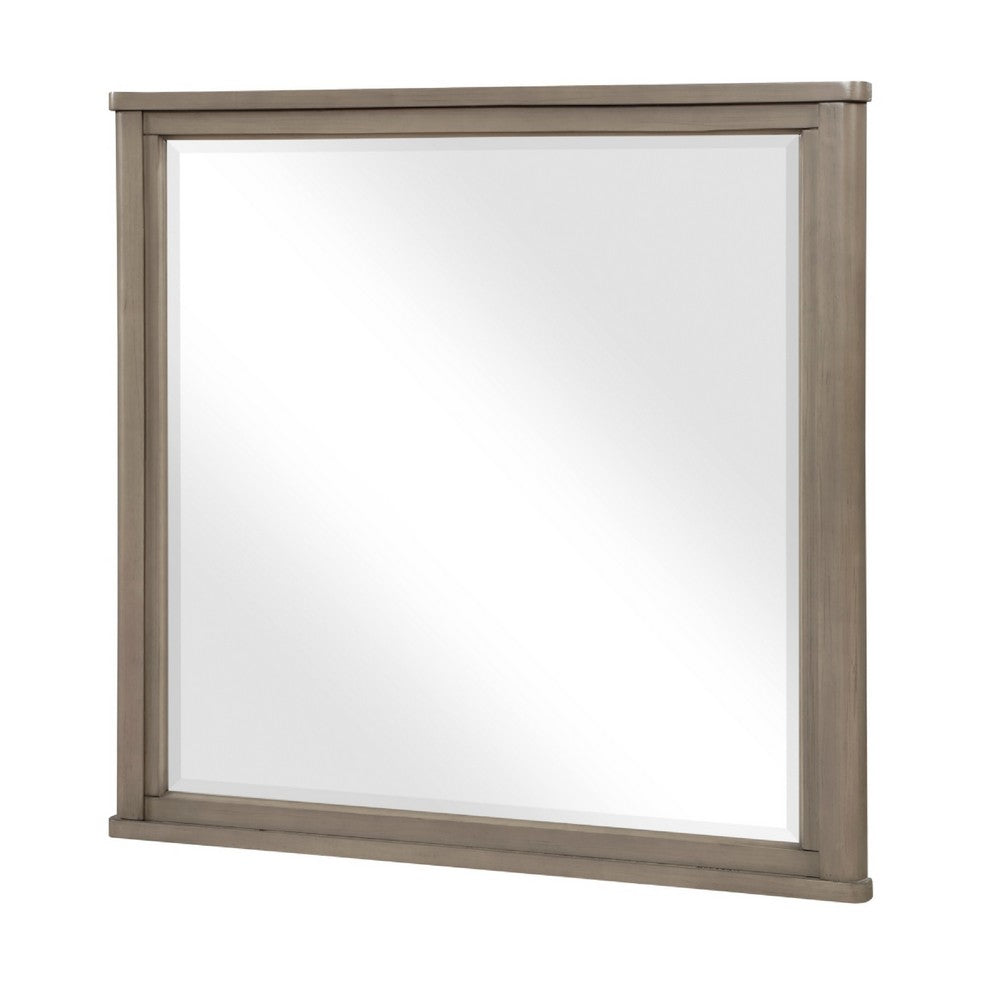 Dely Vanity Dresser Mirror | Light Gray Oak Veneer Frame | 40 x 41