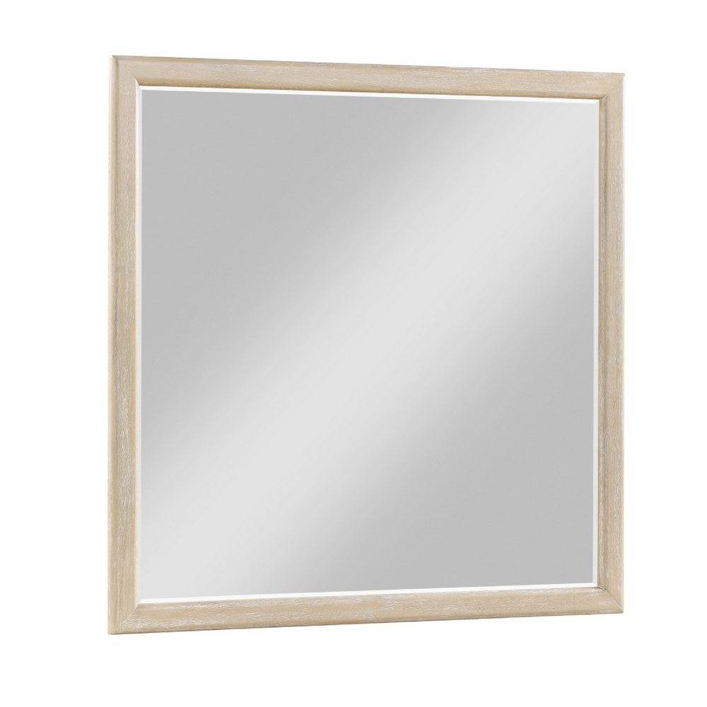 Ary Vanity Dresser Mirror | Light Gray Oak Veneer Frame | 38 x 38
