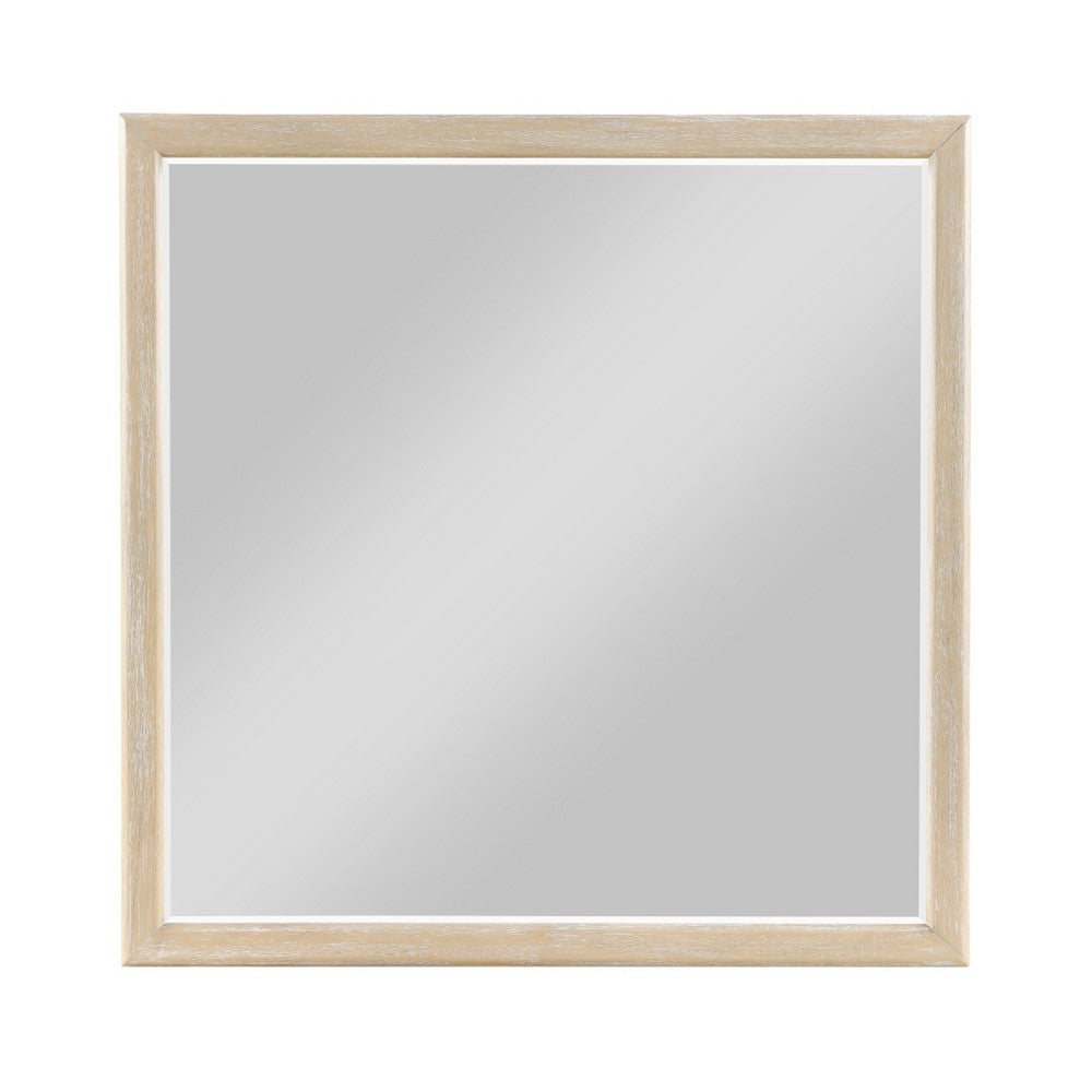 Ary Vanity Dresser Mirror | Light Gray Oak Veneer Frame | 38 x 38