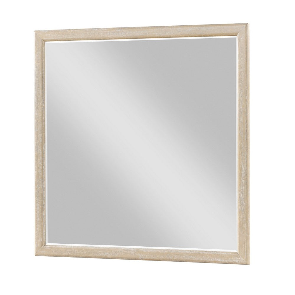 Ary Vanity Dresser Mirror | Light Gray Oak Veneer Frame | 38 x 38