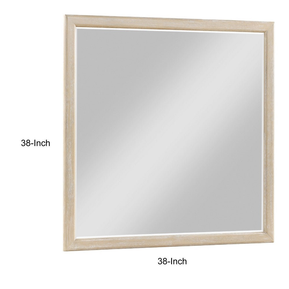 Ary Vanity Dresser Mirror | Light Gray Oak Veneer Frame | 38 x 38