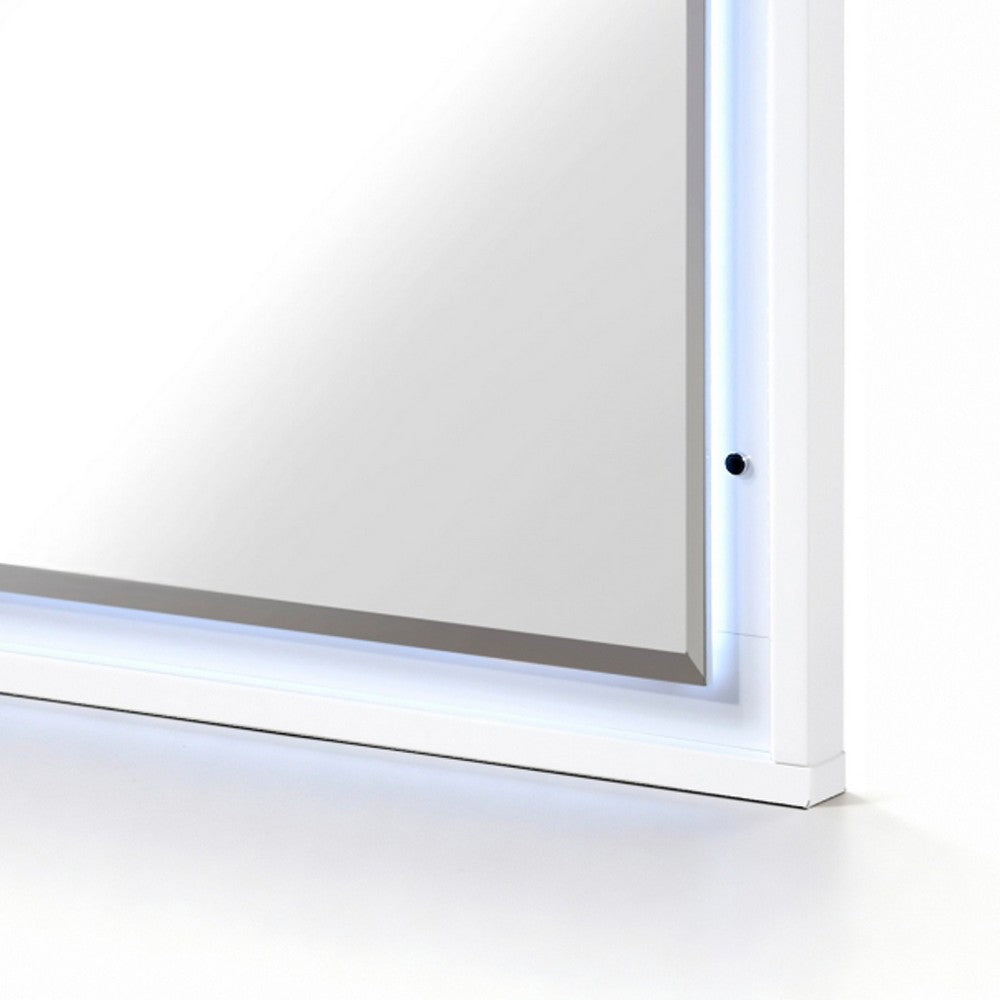 Oly Vanity Dresser Mirror | Glossy White Frame with LED | 37 x 47